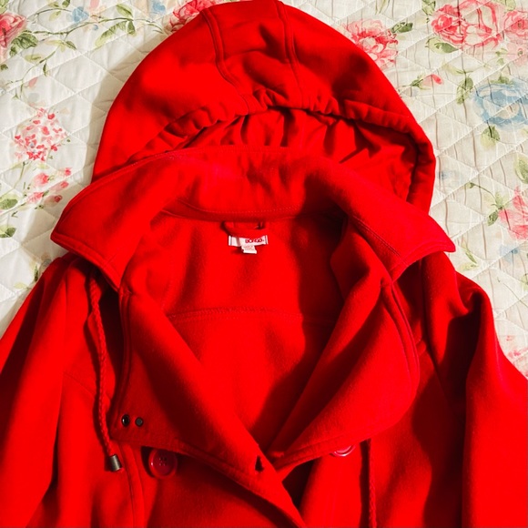 Red Hooded Peacoat - Picture 3 of 4